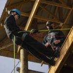 Rappelling down the rappel tower