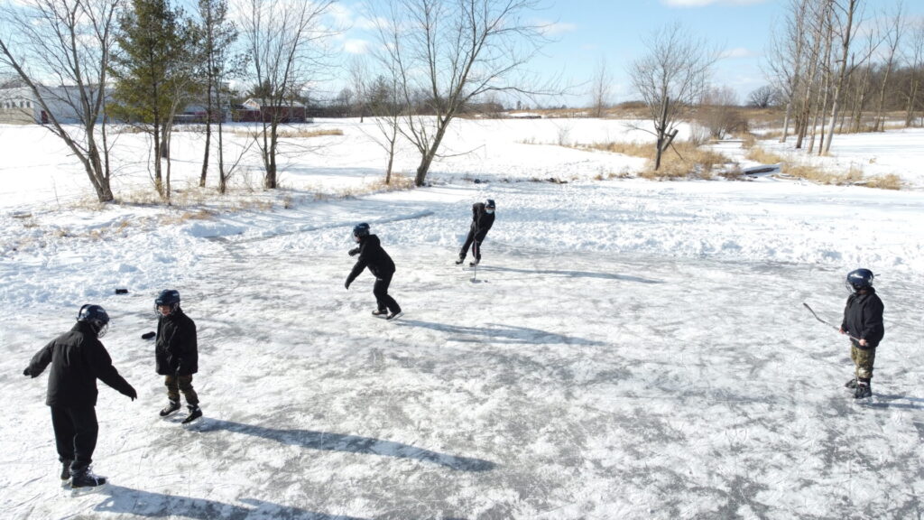 Students playing Ice hockey